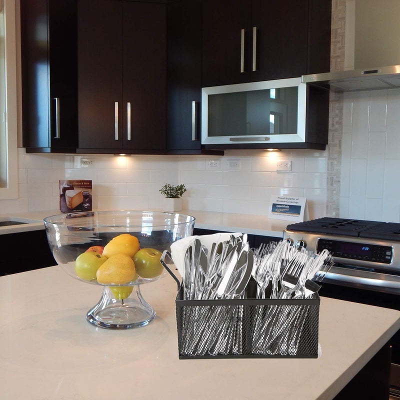 Mind Reader Utensil Accessory Caddy, Organizer, Countertop, Office, Kitchen, Metal Mesh, 8.5"L x 8.5"W x 6"H, Black - Image 2